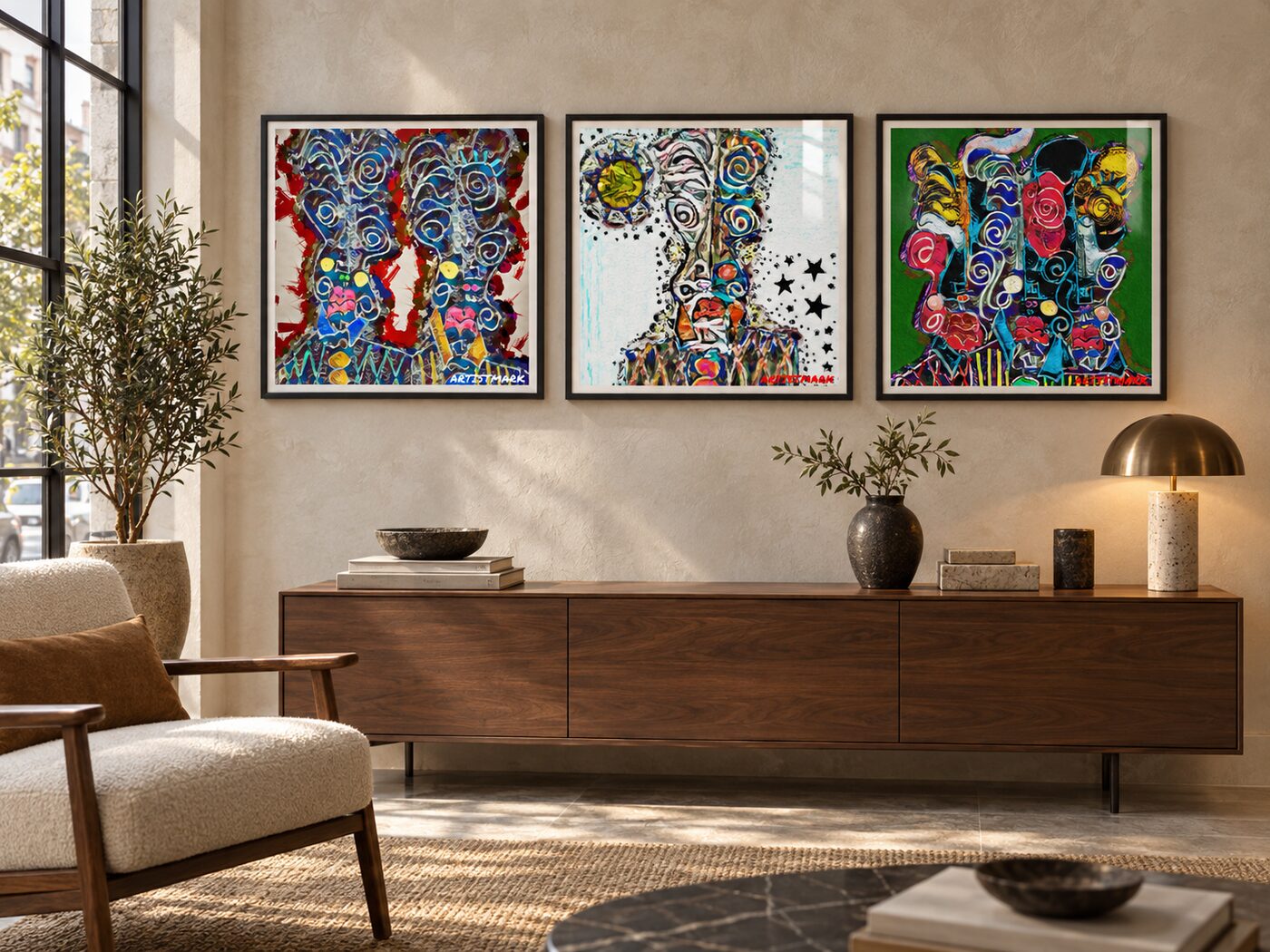 EPNFT 178, 182 and 331 framed in a hotel lobby
